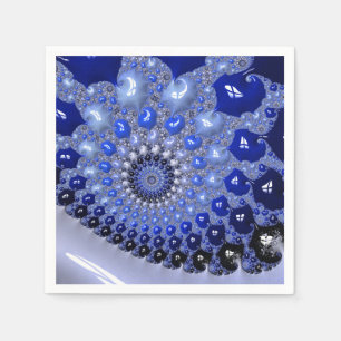 Serviette En Papier Bulles fractales ombrées bleues abstraites