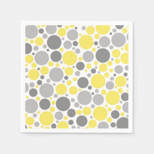 Serviette En Papier Bulles jaunes gris modernes