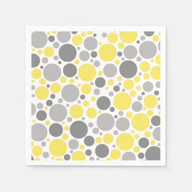 Serviette En Papier Bulles jaunes gris modernes (Devant)