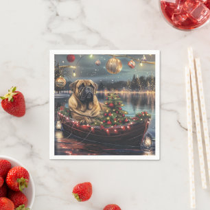 Serviette En Papier Bullmastiff Noël Festive Voyage