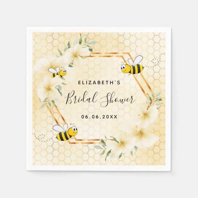 Serviette En Papier Bumble abeille jaune nid d'abeille (Devant)