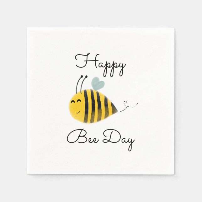 Serviette En Papier Bumble Bee 1er Anniversaire Joyeux Jour des abeill (Devant)