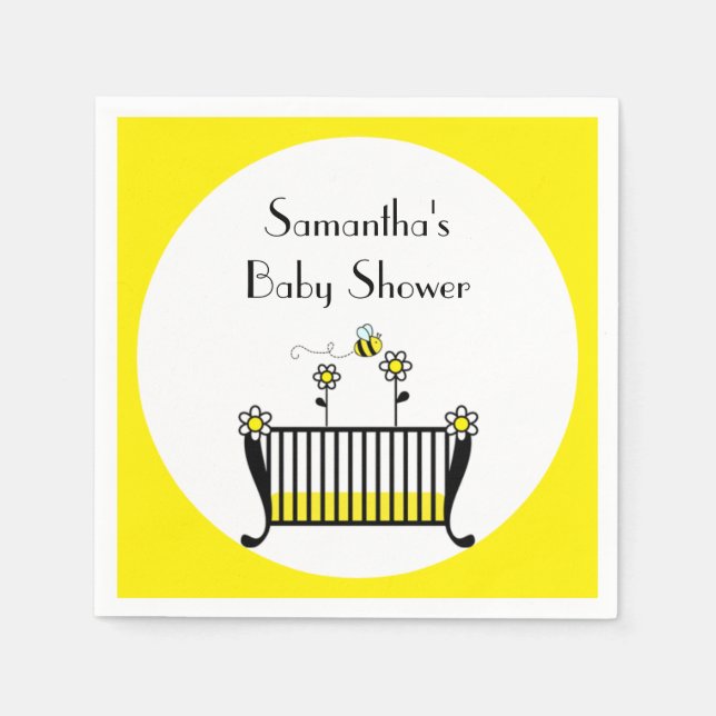Serviette En Papier Bumble Bee Polka Dot Baby shower (Devant)