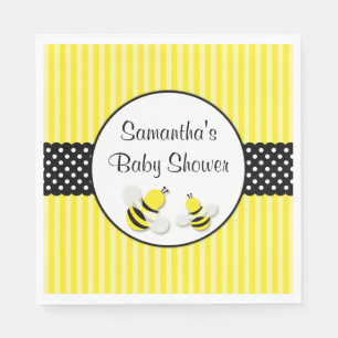 Serviette En Papier Bumble Bee rayé Baby shower Pois
