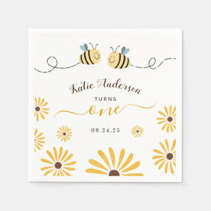 Serviette En Papier Bumblebebe jaune et tournesol premier anniversaire