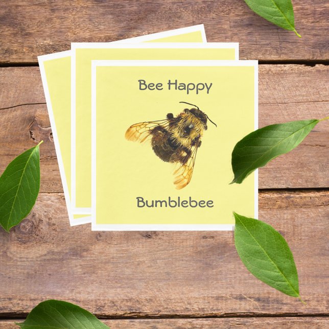Serviette En Papier Bumblebee Jaune Personnalisable Abee Happy (Créateur téléchargé)