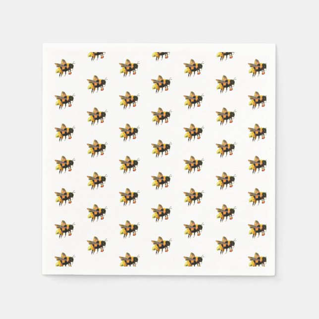 Serviette En Papier Bumblebees collectant le nectar et le pollen (Devant)