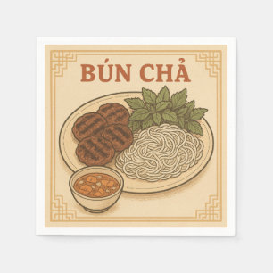Serviette En Papier Bún Chả vietnamien (style rétro)