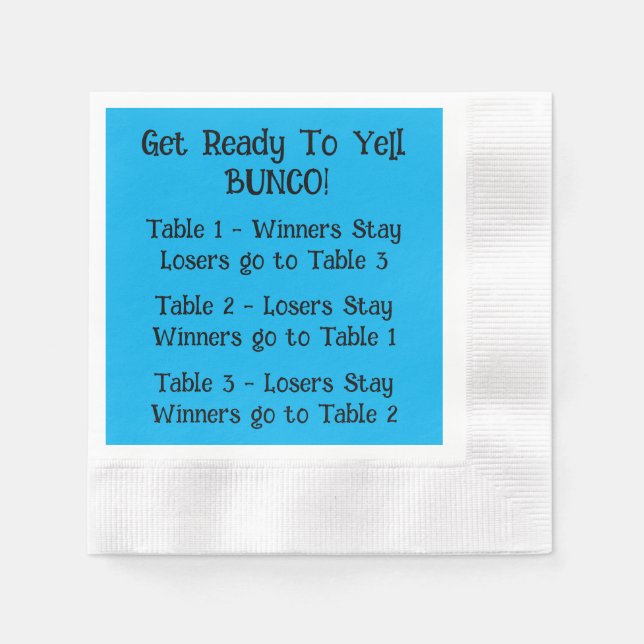 Serviette En Papier Bunco Directions Napkin en bleu (Devant)