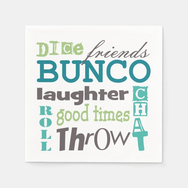 Serviette En Papier Bunco Fun TYpography Mots (Devant)