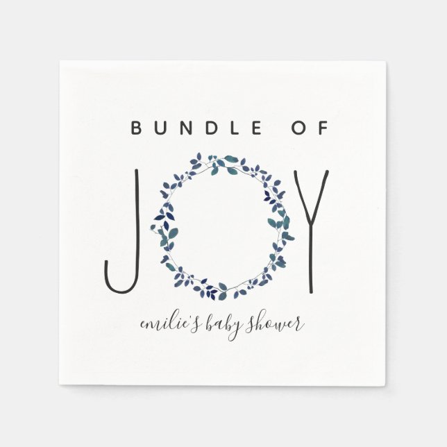 Serviette En Papier Bundle De Joy Baby shower Botanique Bleu (Devant)