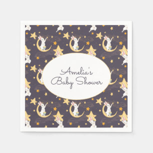 Serviette En Papier Bunnies et étoiles d'or sur Grey