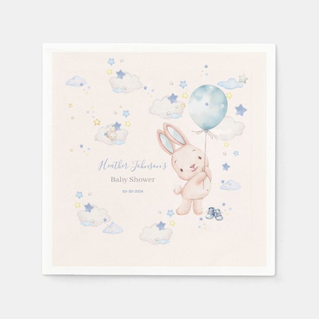 Serviette En Papier Bunny Baby shower garçon (Devant)
