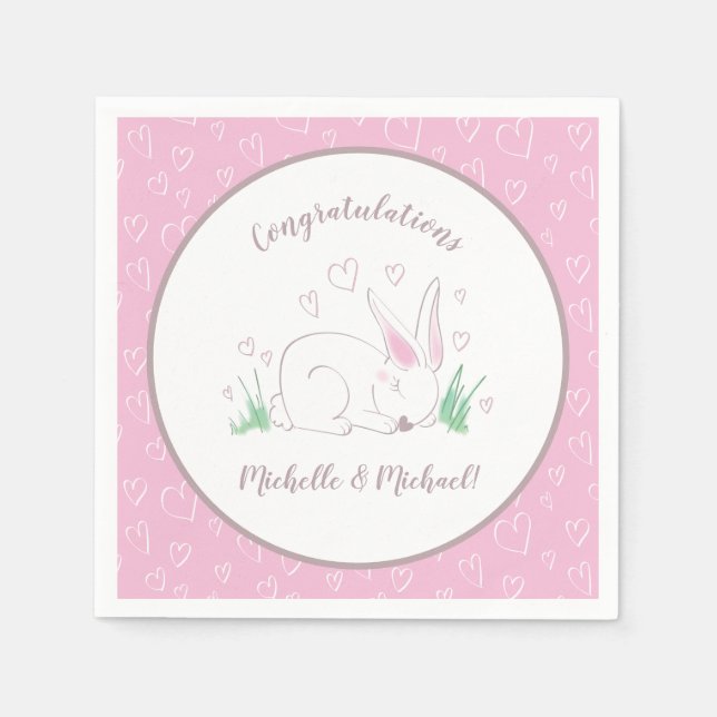 Serviette En Papier Bunny Baby shower Spring Rose Girl (Devant)