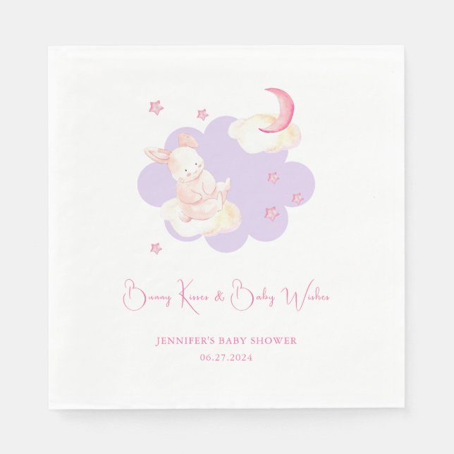 Serviette En Papier Bunny Dreams Baby shower violet (Devant)