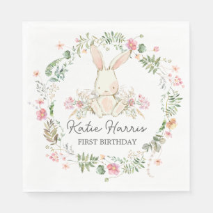 Serviette En Papier Bunny Invitation d'anniversaire, Certains lapins e