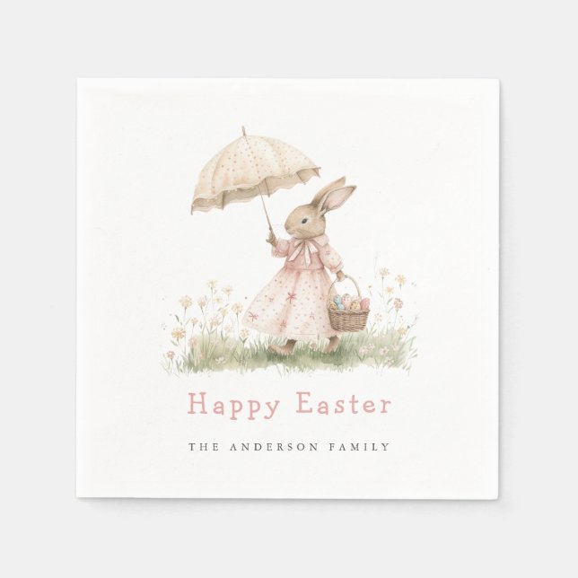 Serviette En Papier Bunny Pâques Pastel (Devant)