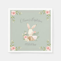 Bunny Rabbit Aquarelle Sage Baby shower vert