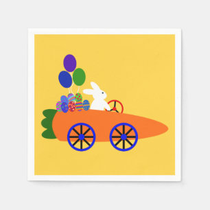 Serviette En Papier Bunny Riding voiture carotte #3 serviettes