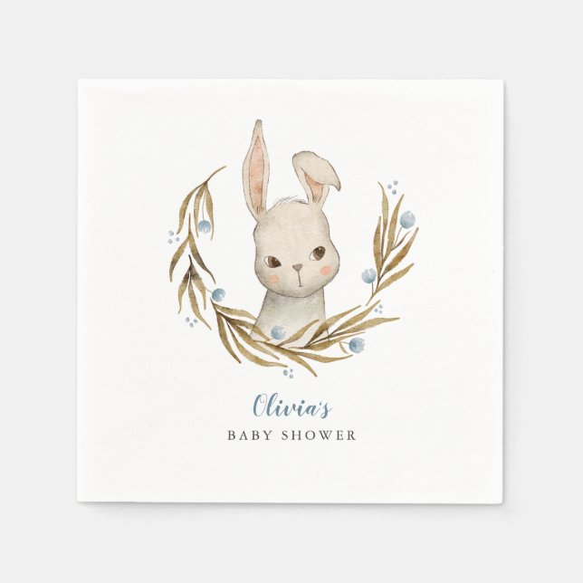 Serviette En Papier Bunny Woodland thème Baby shower garçon (Devant)