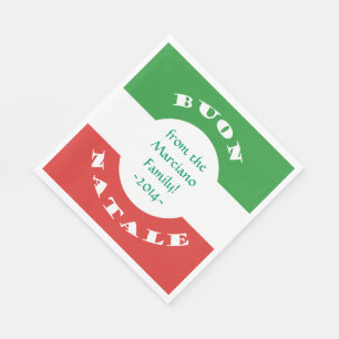 Serviette En Papier Buon Natale Noël fête Italie Drapeau et nom