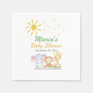 Serviette En Papier Bureau Baby shower Animal Jungle Genre Neutre