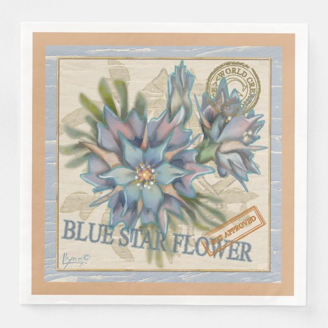 Serviette En Papier Bureau de création G fleur bleue (Devant)