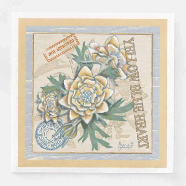 Serviette En Papier Bureau de création G fleur jaune (Devant)