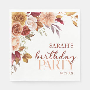 Serviette En Papier Burgundy Burange Floral fête d'anniversaire
