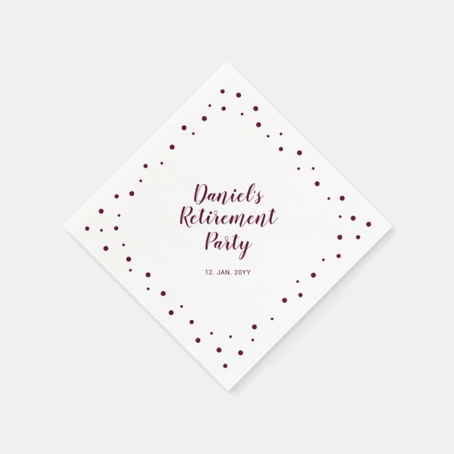 Serviette En Papier Burgundy Chic Confetti Parti de retraite moderne (Coin)