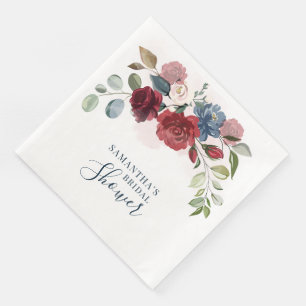Serviette En Papier Burgundy Floral Greenery Fête de Mariage