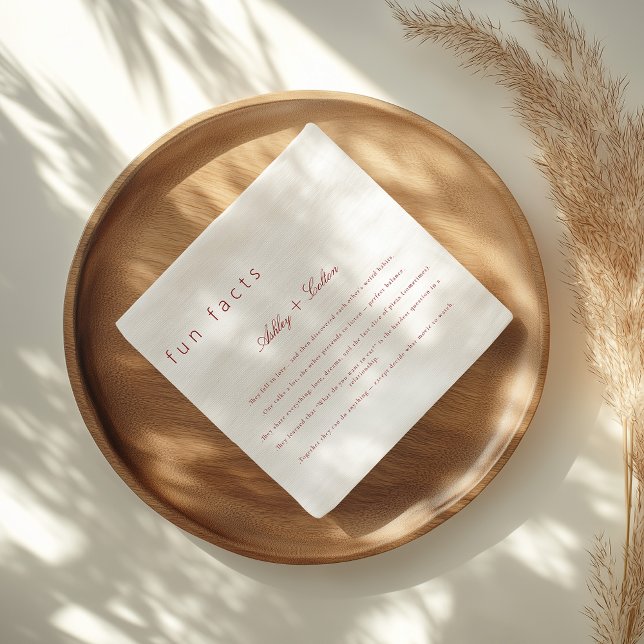 Serviette En Papier Burgundy Fun Facts About The Newlyweds Wedding  (Créateur téléchargé)