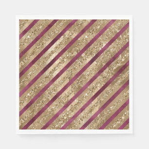 Serviette En Papier Burgundy Gold Parties scintillant Stripes