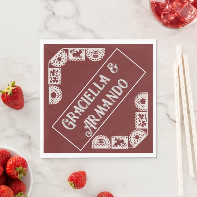 Serviette En Papier Burgundy Minimalist Wedding Napkins (En situation)