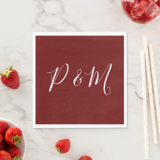 Serviette En Papier Burgundy Red and White Minimalist Wedding