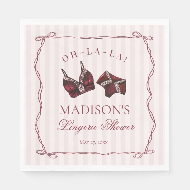 Serviette En Papier Burgundy Red Lingerie Shower Bachelorette Party (Devant)