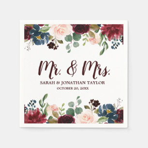 Serviette En Papier Burgundy Red Navy Floral Russe Boho Papier Napkin