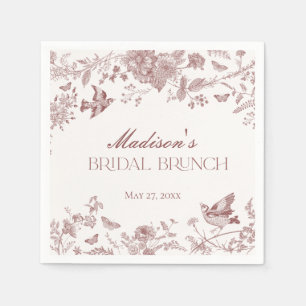 Serviette En Papier Burgundy Toile Jouy Vintage Floral Bridal Brunch
