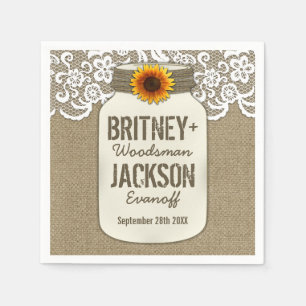 Serviette En Papier Burlap Dentelle Tournesol Mason Jar Mariage Naples