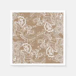 Serviette En Papier Burlap et dentelle Shabby Chic Papier Napkin