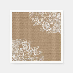 Serviette En Papier Burlap et dentelle Shabby Chic Papier Napkin