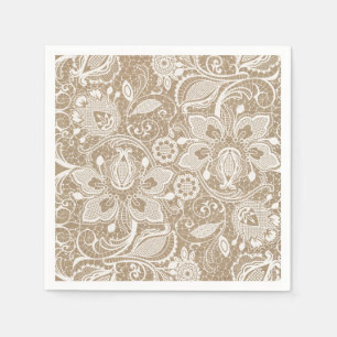 Serviette En Papier Burlap et dentelle Shabby Chic Papier Napkin
