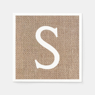 Serviette En Papier Burlap Look Monogramme Rustique Pays Mariage Perso