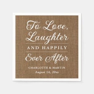 Serviette En Papier Burlap Pour aimer rire et heureux toujours après