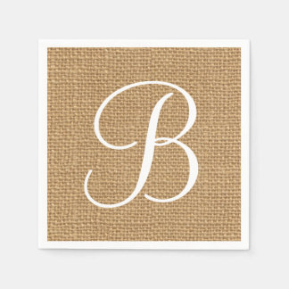 Serviette En Papier Burlap Rustic Monogramme Papier serviettes