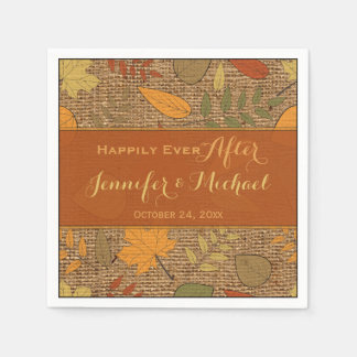 Serviette En Papier Burlap Rustique FAUX, Feuilles d'automne Mariage N