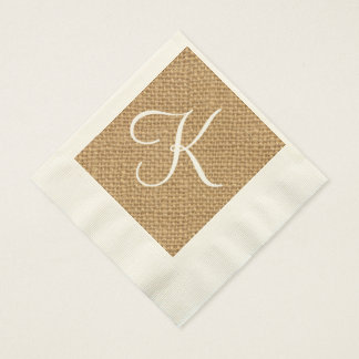 Serviette En Papier Burlap Rustique Initial | Papier mariage