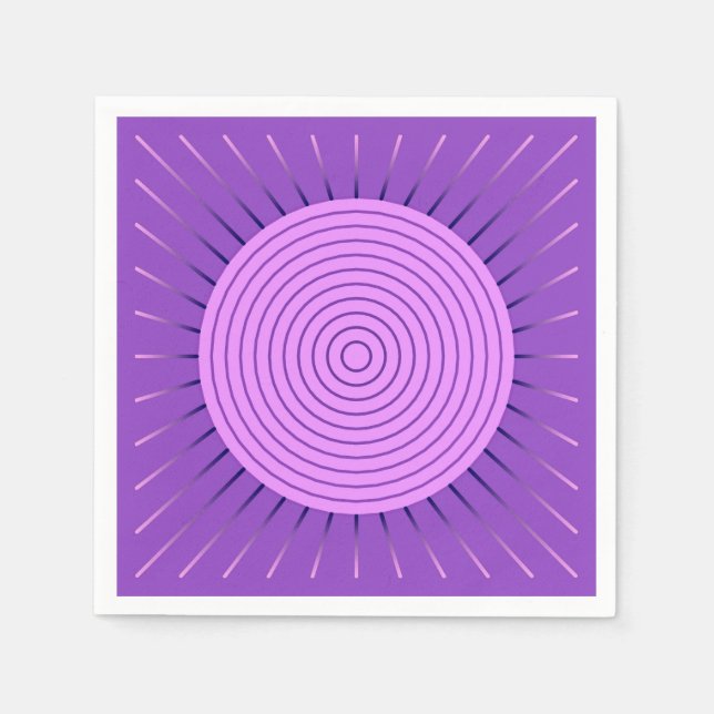 Serviette En Papier Burst de soleil géométrique moderne - Violet améth (Devant)