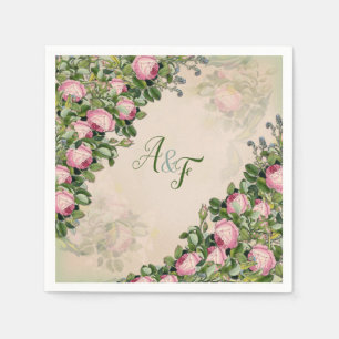 Serviette En Papier Bush Garden Green - roses douces roses serviettes