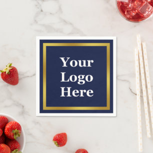 Serviette En Papier Business Dark Blue White et Gold Votre logo ici